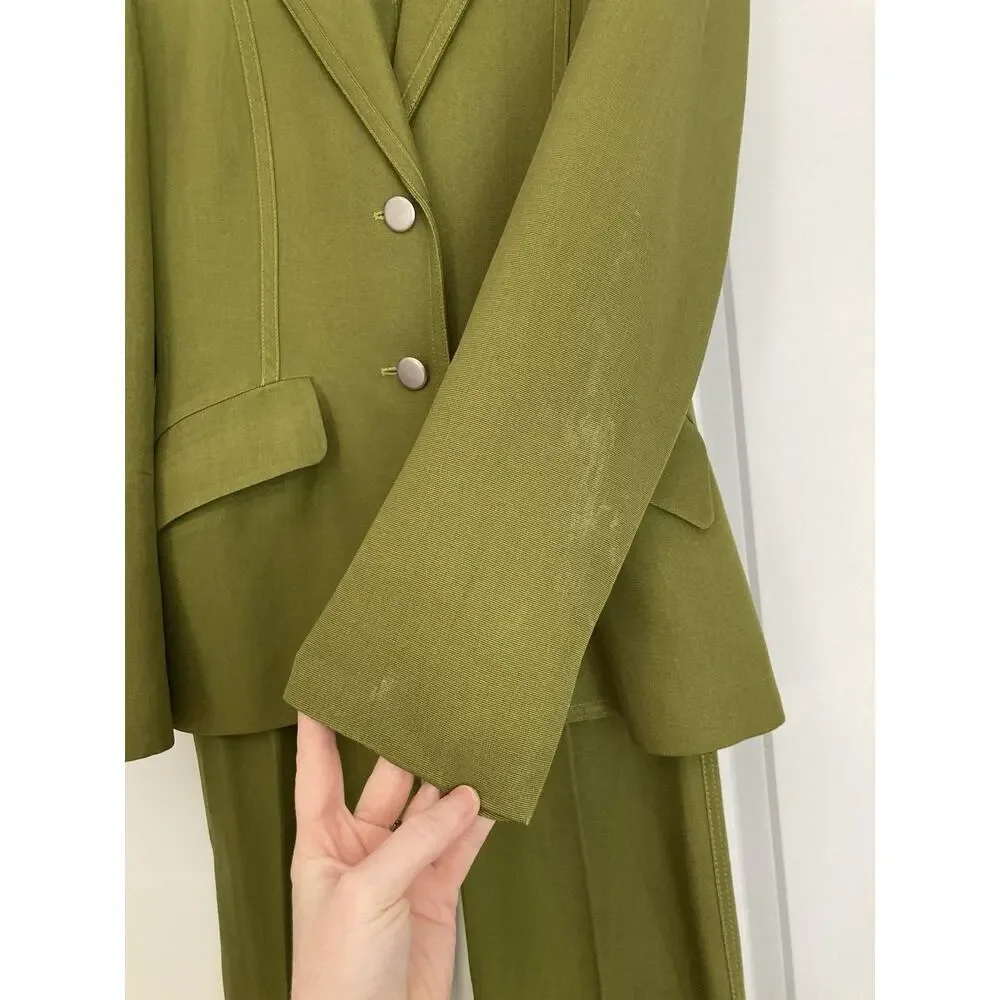 MaxMara Olive Green Blazer and Pants Set - Picture 2 of 15